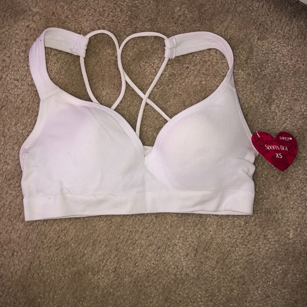 White sports bra with strappy back